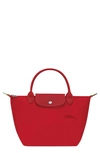 Longchamp Le Pliage Green Recycled Canvas Top Handle Bag In Red