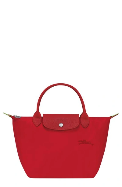 Longchamp Le Pliage Green Recycled Canvas Top Handle Bag In Tomato