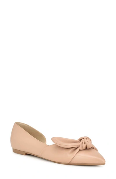 Nine West Women's Bannie D'orsay Pointy Toe Dress Flats In Light Natural- Faux Leather