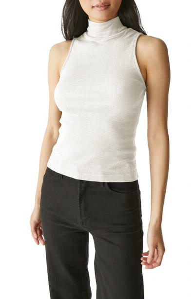 Michael Stars Lino Rib Mock Neck Tank In Chalk