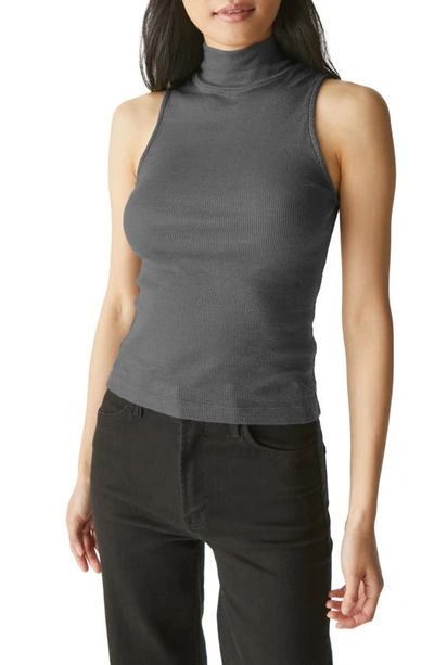 Michael Stars Lino Rib Mock Neck Tank In Oxide