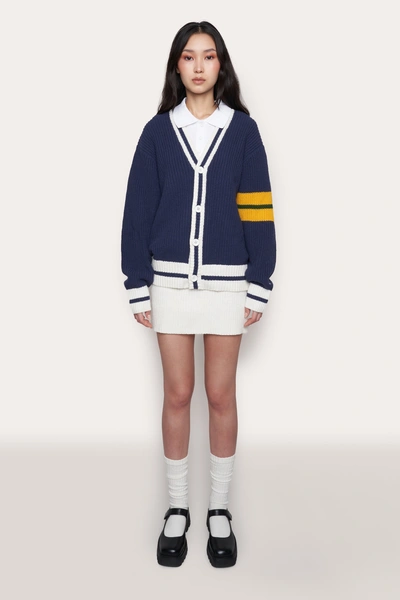 Danielle Guizio Ny Guizio X Champion Knit Cardigan In Imperial Indigo