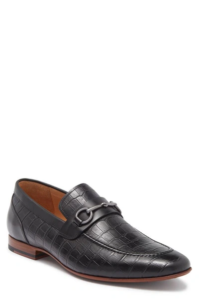 Curatore Sovana Croc Embossed Leather Bit Loafer In Black