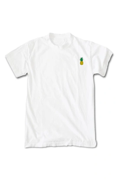 Riot Society Pineapple Embroidery Cotton T-shirt In White