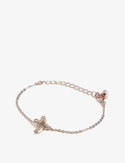 Ted Baker Bumble Bee Charm Chain Bracelet In Rosegold Col