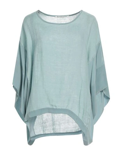 Maurizio Woman Top Pastel Blue Size M Linen, Silk