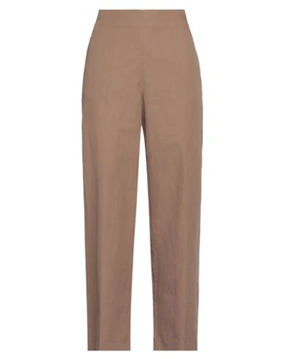 Rue Blanche Woman Pants Cocoa Size 5 Cotton, Hemp In Brown