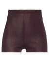 Valentino Garavani Woman Shorts & Bermuda Shorts Plum Size S Viscose, Metallic Fiber, Polyester In Purple