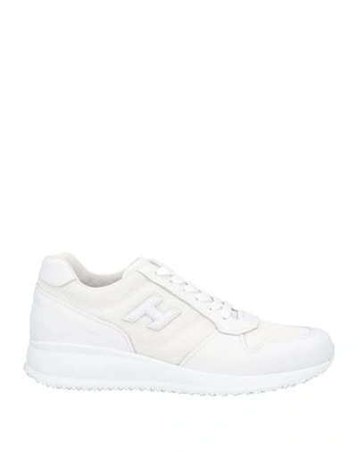 Hogan Man Sneakers White Size 11.5 Leather, Textile Fibers In White
