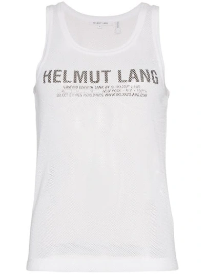 Helmut Lang Logo-print Mesh Top In White
