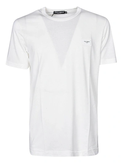 Dolce & Gabbana Chest Logo T-shirt In Bianco