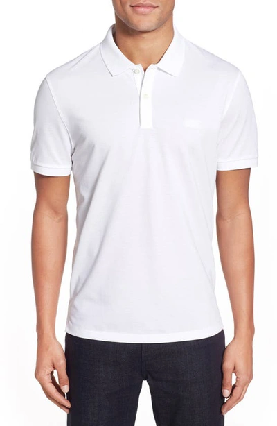 Hugo Boss 'pallas' Regular Fit Logo Embroidered Polo Shirt In White