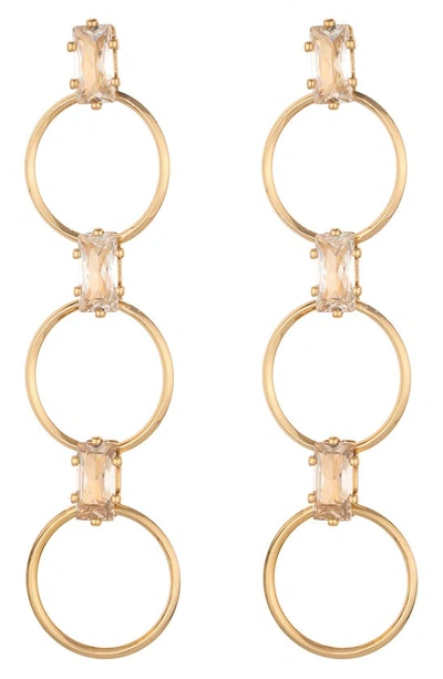 Ettika Crystal Triple Circle Drop Earrings In Gold