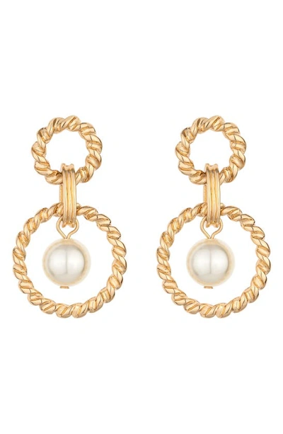Ettika Imitation Pearl Circle Drop Earrings In Gold