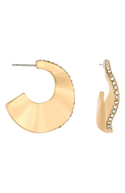 Ettika Crystal Ripple Hoop Earrings In Gold