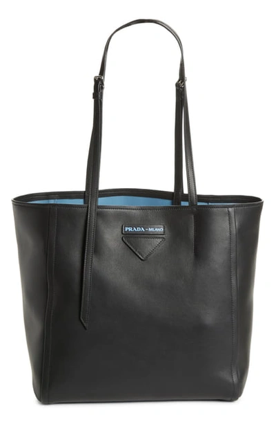 Prada Small Concept Shopper In Nero/astrale