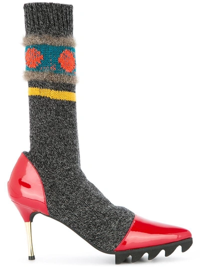 Kolor Intarsia Sock Boots In Multicolour