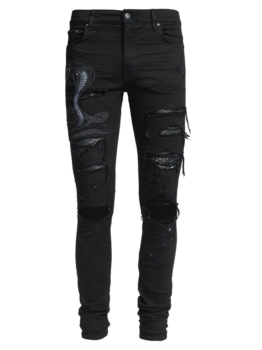 Amiri Snake Detail Jeans ModeSens