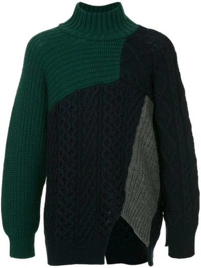 Kolor Patchwork High Neck Sweater - Multicolour