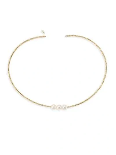 Mizuki 6mm White Akoya Pearl & 14k Gold Choker Necklace In Yellow Gold