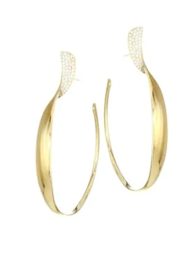 Ippolita Stardust 18k Yellow Gold & Diamond Pavé Twisted Ribbon Hoop Earrings