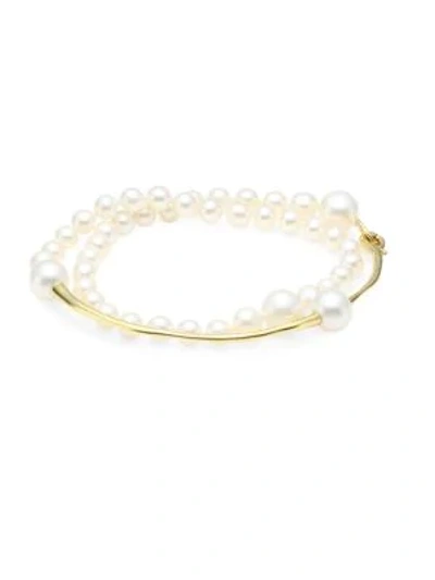 Ippolita Nova 18k Yellow God & Pearl Knotted Strand Wrap Bracelet In Gold