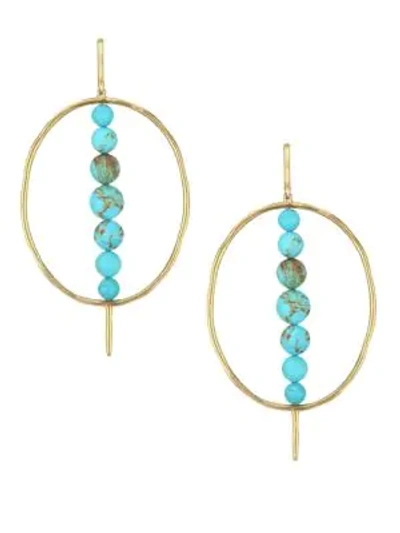 Ippolita 18k Nova Turquoise Gold Matrix & 18k Yellow Gold Hoop Earrings