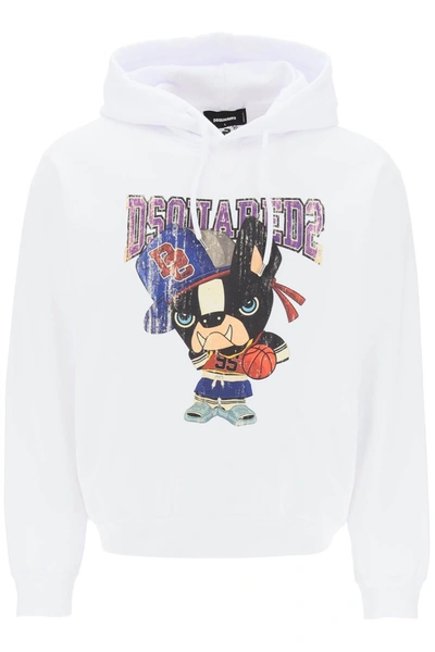 Dsquared2 Cool Fit Printed Hoodie In White