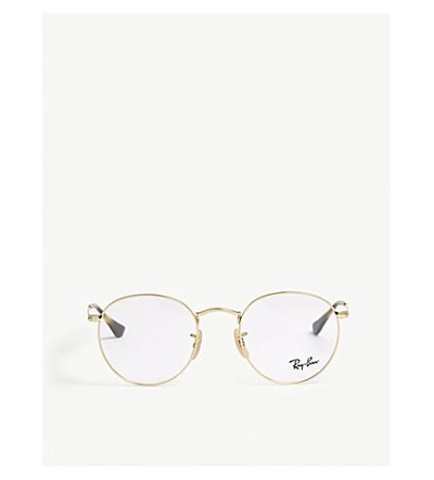 Ray Ban Phantos Round-frame Glasses In Gold