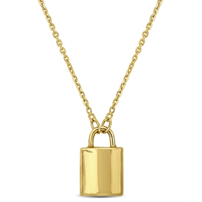 Mimi & Max Padlock Necklace With Chain In 14k Yellow Gold - 17 In