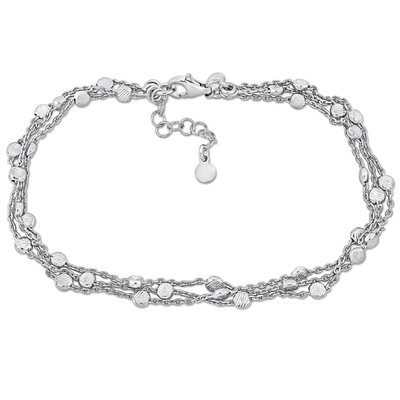 Mimi & Max Multi-strand Anklet With Sterling Silver Lobster Clasp - 9 In In White