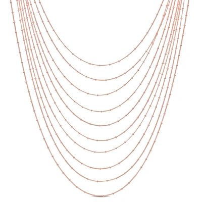 Mimi & Max Multi-strand Chain Necklace In Rose Plated Sterling Silver - 18 In In Pink
