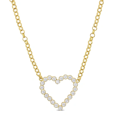 Mimi & Max 7 1/2 Ct Tgw Cubic Zirconia Open Heart Necklace In Yellow Silver - 18 In