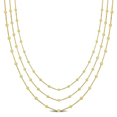 Mimi & Max 3-strand Station Ball Necklace In Yellow Plated Sterling Silver - 16+2 In