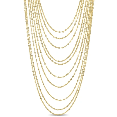 Mimi & Max Multi-strand Chain Necklace In Yellow Plated Sterling Silver - 18 In