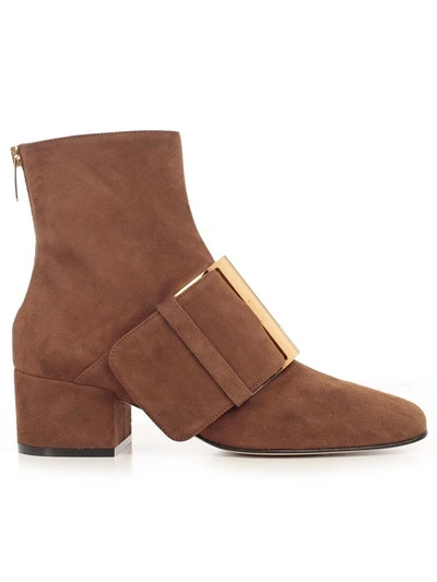 Sergio Rossi Buckled Ankle Boots In Toffee