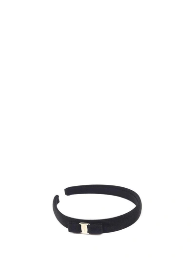 Ferragamo Vara Grosgrain Headband In Nero