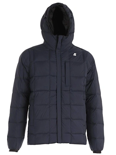 K-way Logo Padded Jacket In Black Blue