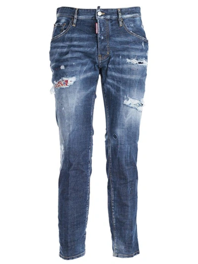 Dsquared2 Distressed Slim-fit Jeans In Blue