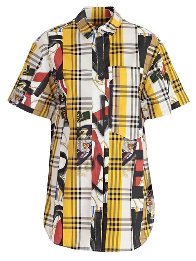 Burberry Contrast Check Print Shirt In Amulticolour Ip Pttn