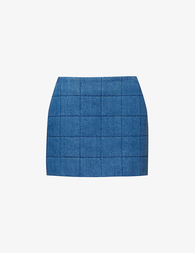 Gucci Quilted Denim Miniskirt In Blue