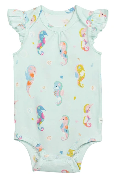 Loulou Lollipop Babies' Seahorse Print Bodysuit In Painterly Seahorse