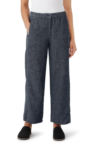 Eileen Fisher Hemp & Organic Cotton Ankle Wide Leg Pants In Grey