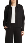 Eileen Fisher Classic Point Collar Zip-up Ponte Jacket In Black