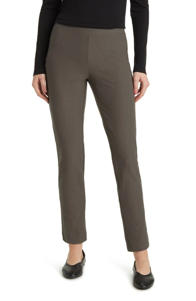 Eileen Fisher Slim Ankle Stretch Crepe Pants In Grave