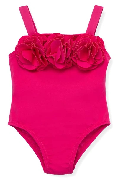Habitual Babies' Rosette One-piece Swimsuit In Dark Pink
