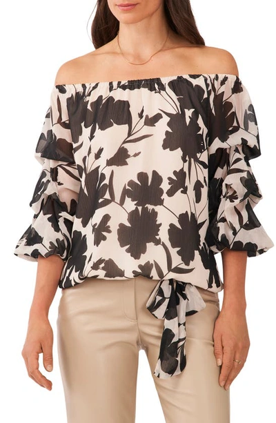 Vince Camuto Floral Off The Shoulder Top In Rich Black