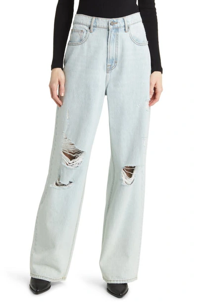 Hidden Jeans Baggy Ripped Wide Leg Jeans In Super Light Wash