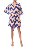 Ciebon Juni Wave Print Dress In Pink/ Blue