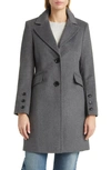 Sam Edelman Wool Blend Notch Collar Coat In Charcoal